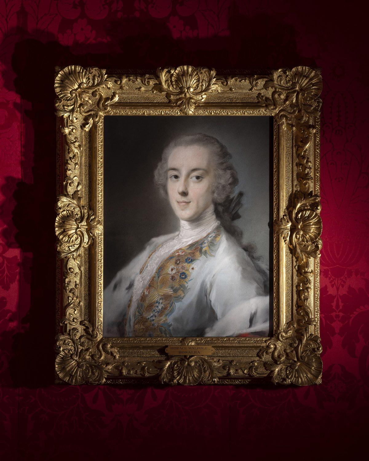 Portrait of Horace Walpole, 1741, by Rosalba Carriera (1673–1757), Pastel. Made on Walpole’s Grand Tour in Venice and owned by Walpole’s father. (Houghton Hall, Norfolk)