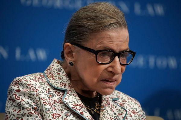 Supreme Court Justice Ruth Bader Ginsburg participates in a lecture at Georgetown University Law Center in Washington, on Sept. 26, 2018. (Alex Wong/Getty Images)