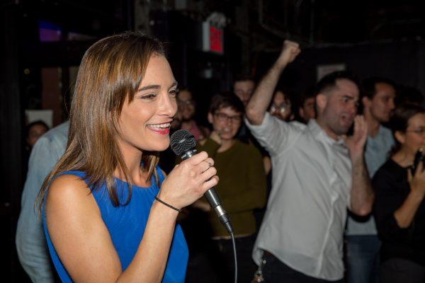 Democratic Socialist candidate Julia Salazar delivers her victory speech after defeating incumbent Democrat State Senator Marty Dilan on Sept. 13, 2018, in New York City. (Scott Heins/Getty Images)