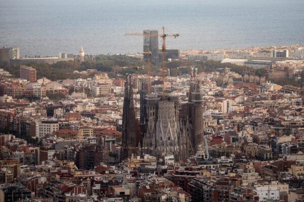 The Sagrada Familia is seen from a hillside in Barcelona, Spain., on Oct. 9, 2017. (Chris McGrath/Getty Images)