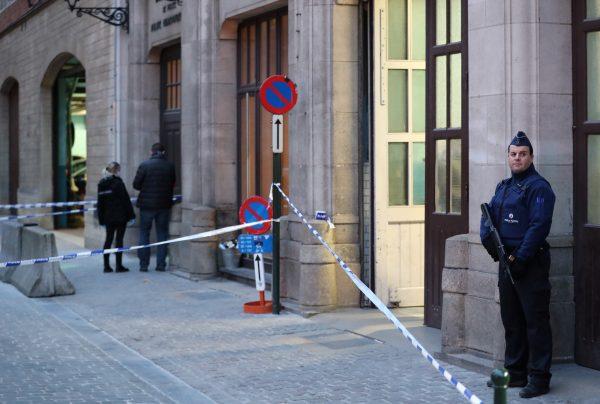 The stabbing took place outside the police headquarters in Brussels, Belgium, on Nov. 20, 2018. (Reuters/Yves Herman)