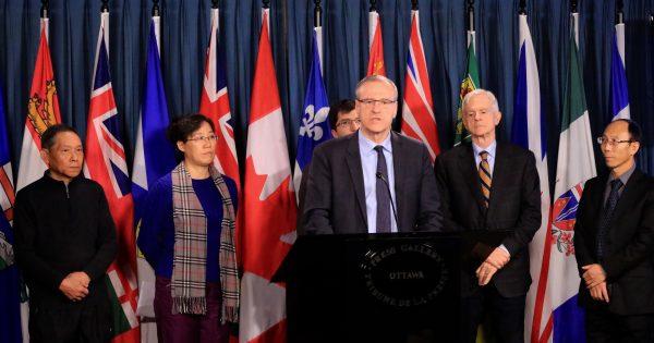 Liberal MP Borys Wrzesnewskyj speaks at a press conference ahead of a House of Commons debate on organ trafficking bill S-240 on Parliament Hill, Ottawa, on Nov. 20, 2018. (Jonathan Ren/The Epoch Times)