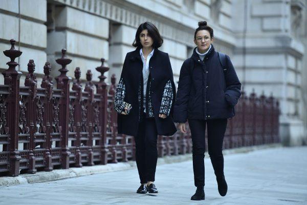 Daniela Tejada (L), the wife of detained British scholar Matthew Hedges, arrives at the Foreign and Commonwealth Office for a meeting in central London on Nov. 22, 2018. (Ben Stansall/AFP/Getty Images)