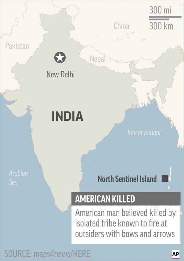 North Sentinel Island, India, where an American was believed killed by isolated tribe. (AP)
