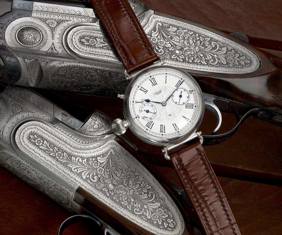 The "Struthers Kullberg Edition" was inspired by a pair of vintage Beretta shotguns. The rare English movement was made circa 1880 by the celebrated London-based Swede Victor Kullberg. (Claire Cleaver)