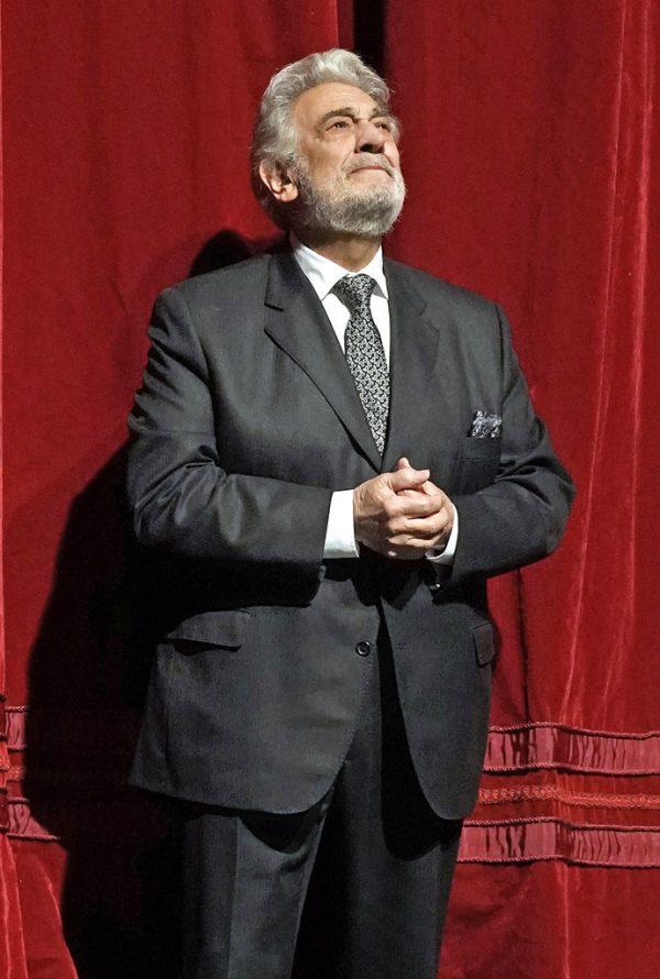Placido Domingo stands on stage at the Metropolitan Opera, on Nov. 23, 2018, in New York. Domingo celebrated the 50th anniversary of his debut at the Met. (Ken Howard/Metropolitan Opera via AP)