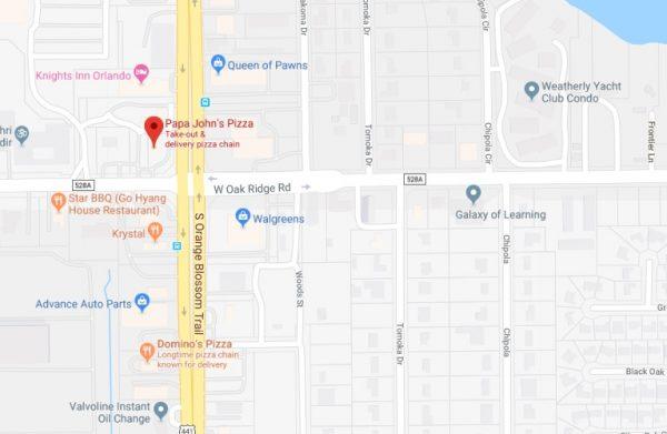 The shooting took place in the vicinity of a Papa John's restaurant in a suburb of Orlando, Fla., on Nov. 24, 2018. (Google Maps)