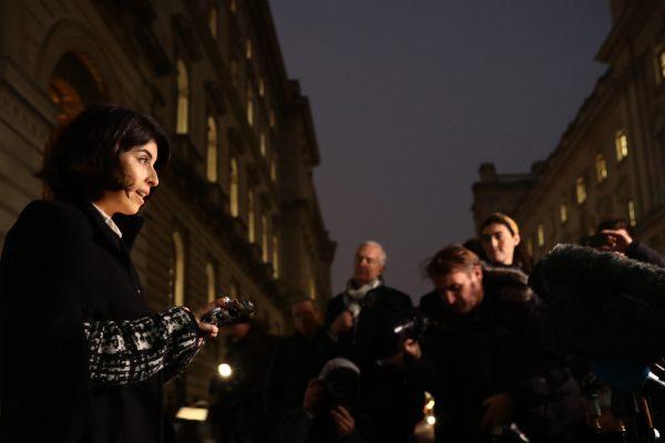 Daniela Tejada outside the Foreign Office in London on Nov. 22, 2018. (Dan Kitwood/Getty Images)