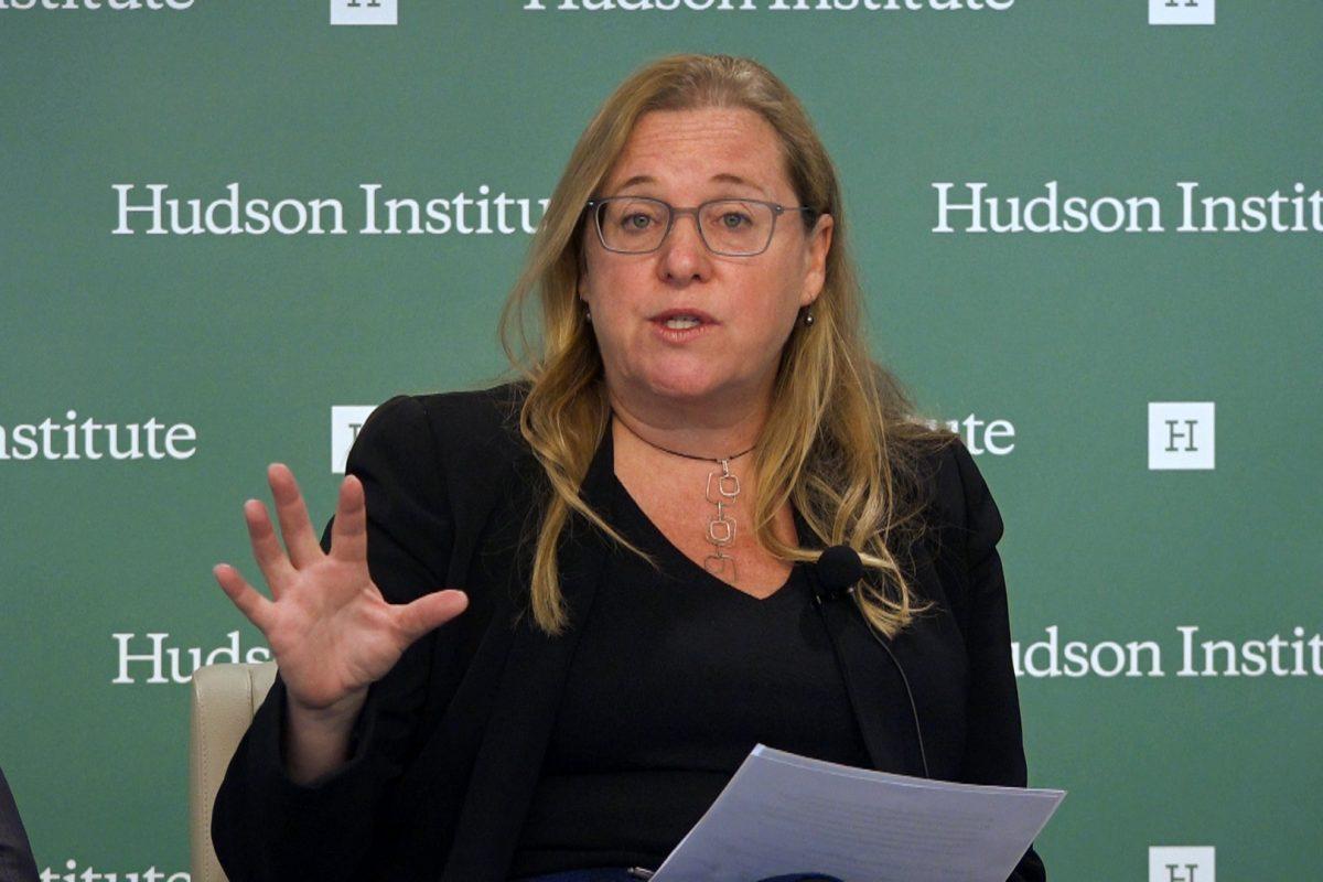 Amy Searight speaks at a panel discussion on “U.S.-China Rivalry: Southeast Asia’s Tough Choice” at Hudson Institute in Washington on Nov. 19, 2018 (Wu Wei/NTD)