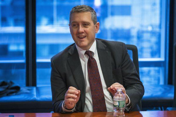 St. Louis Fed President James Bullard speaks about the U.S. economy during an interview in New York on Feb. 26, 2015. (Lucas Jackson/Reuters)