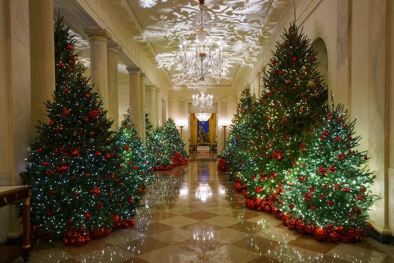 The Cross Hall is seen during the 2018 Christmas Press Preview at the White House in Washington, on Nov. 26, 2018. (AP Photo/Carolyn Kaster)