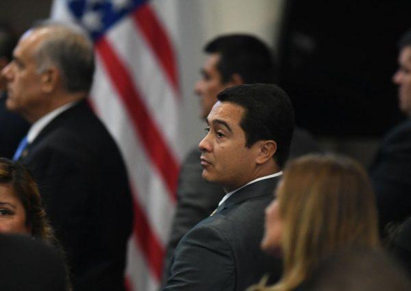 Picture taken on September 2017 of the brother of Honduran President Juan Orlando Hernandez and (then) deputy for the ruling Partido Nacional de Honduras, Juan Antonio Hernandez. - Juan Antonio Hernandez, allegedly involved in a drug trafficking investigation, was arrested in Miami, in the United States, on Nov. 23, 2018, the Honduran government informed. (Orlando Sierra/AFP/Getty Images)