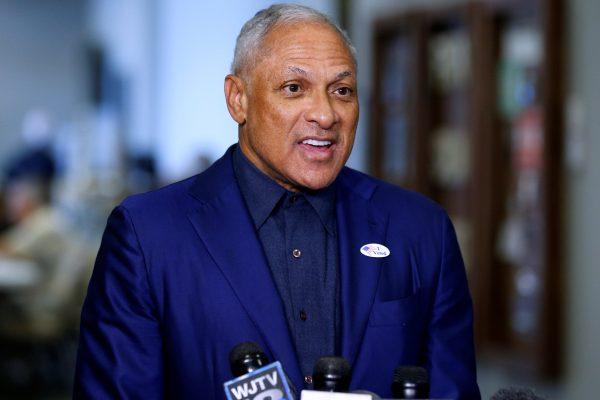 Sen. candidate Mike Espy (D-Miss.) speaks after voting at a polling station in Ridgeland, Miss., on Nov. 27, 2018. (Jonathan Bachman/Reuters)