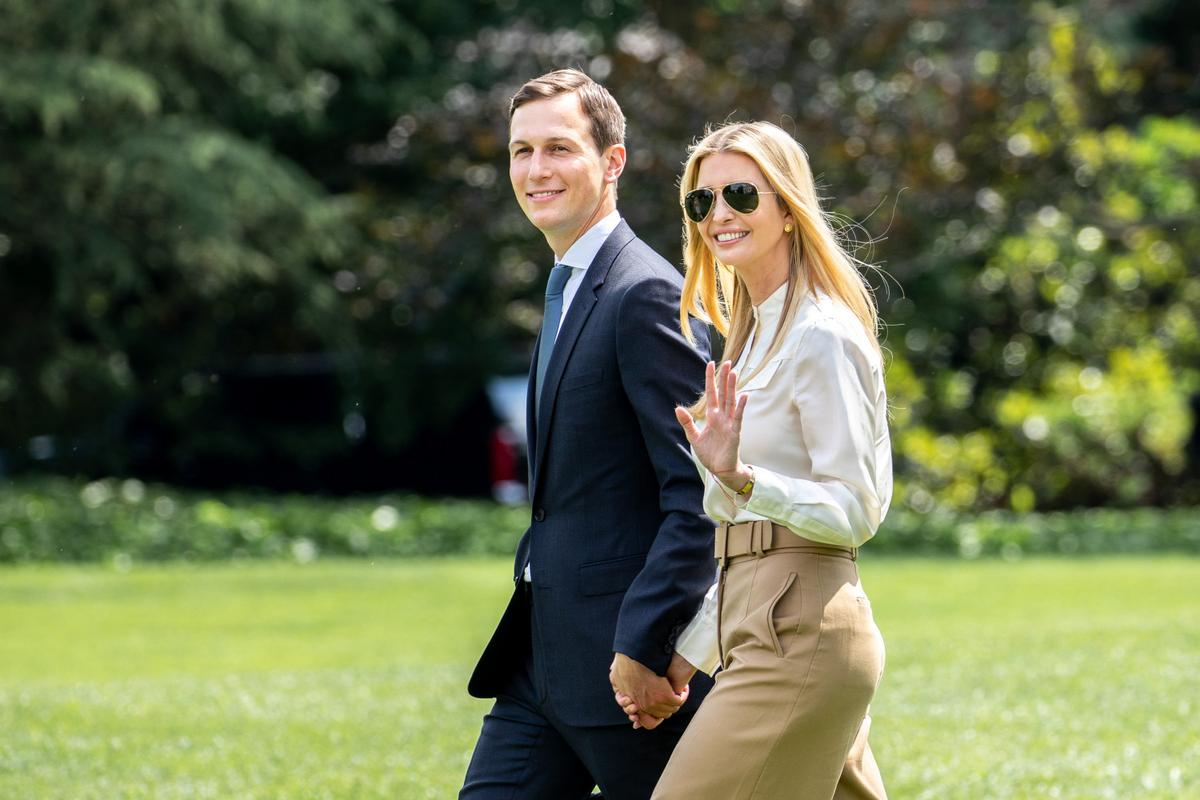 Jared Kushner and Ivanka Trump depart from the White House on June 1, 2018. (Samira Bouaou/The Epoch Times)