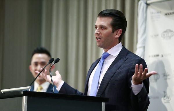 Donald Trump Jr. delivers a speech during a ceremony for the official opening of the Trump International Tower Hotel in Vancouver, Canada on Feb. 28, 2017. (Jeff Vinnick/Getty Images)