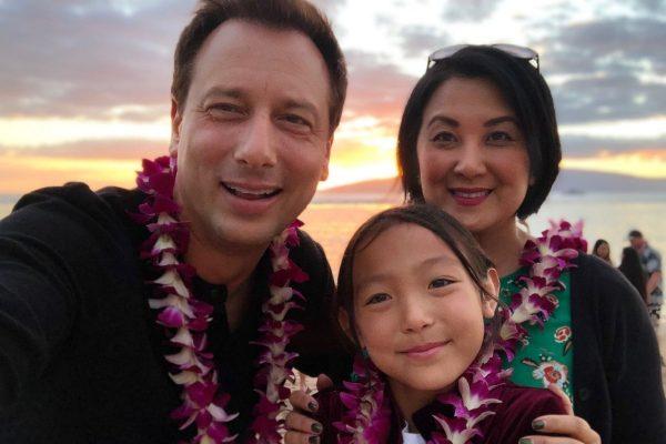 Chris Burrous with his wife and daughter. The Los Angeles news anchor was found dead of a suspected drug overdose on Dec. 27, 2018. (GoFundMe)