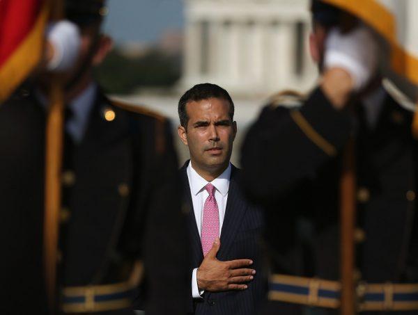 George Prescott Bush, grandson of President George H.W. Bush, participtes in a ceremony at the World War II Memorial, in Washington on Sept. 2, 2014. (Photo by Mark Wilson/Getty Images)