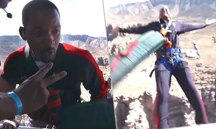 Will Smith bungee jumps from helicopter over Grand Canyon for charity to celebrate 50th B-day