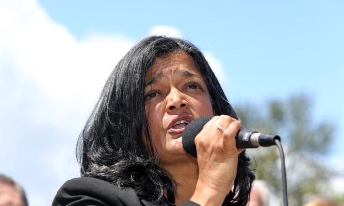 Rep. Pramila Jayapal (D-Wash.) at a press conference in SeaTac, Wash., on June 9, 2018. (Karen Ducey/Getty Images)