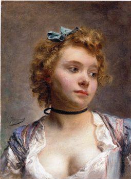 Portrait of the artist’s wife, Jacquet Gustave Jean. Oil on panel, 8.625 by 6.5 inches. (Christie’s)