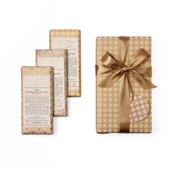 Dandelion Chocolate Wrapped Three-Bar Gift Set. (Courtesy of Dandelion Chocolate)