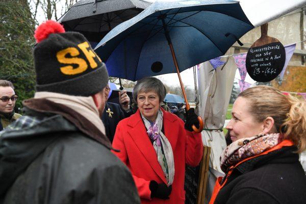 On a nationwide tour to whip up support for the Brexit deal, Theresa May meets with agricultural producers in Builth Wells, Wales, on Nov. 27, 2018. (Paul Ellis - WPA Pool/Getty Images)