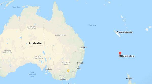 Location of Norfolk Island. (Screenshot/Google maps)