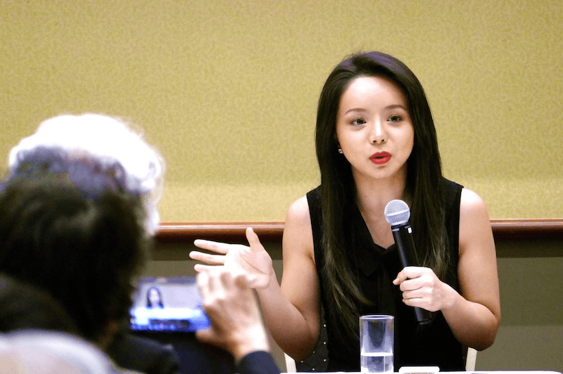 Anastasia Lin speaks in Sydney, Australia at a panel discussion on forced organ harvesting in China and film screening of the award-winning documentary "Human Harvest," on Dec. 5, 2018. (Loritta Liu/The Epoch Times)