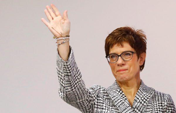 A candidate for the party chair Annegret Kramp-Karrenbauer arrives to Christian Democratic Union (CDU) party congress in Hamburg, Germany, on Dec. 7, 2018. (Kai Pfaffenbach/Reuters)
