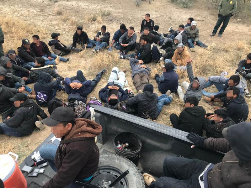 A group of 63 illegal immigrants were arrested west of Laredo, Texas, on Dec. 6, 2018. (Border Patrol)