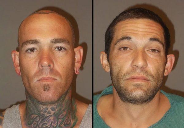 Police booking photos of Robbie Jay Johnson (L) and Cole Austin Lewallen, who were arrested and charged with multiple felonies after a 12-year-old Arizona boy called 911 on the two as they broke into his home in Scottsdale, Ariz., in 2015. (Scottsdale Police Department)