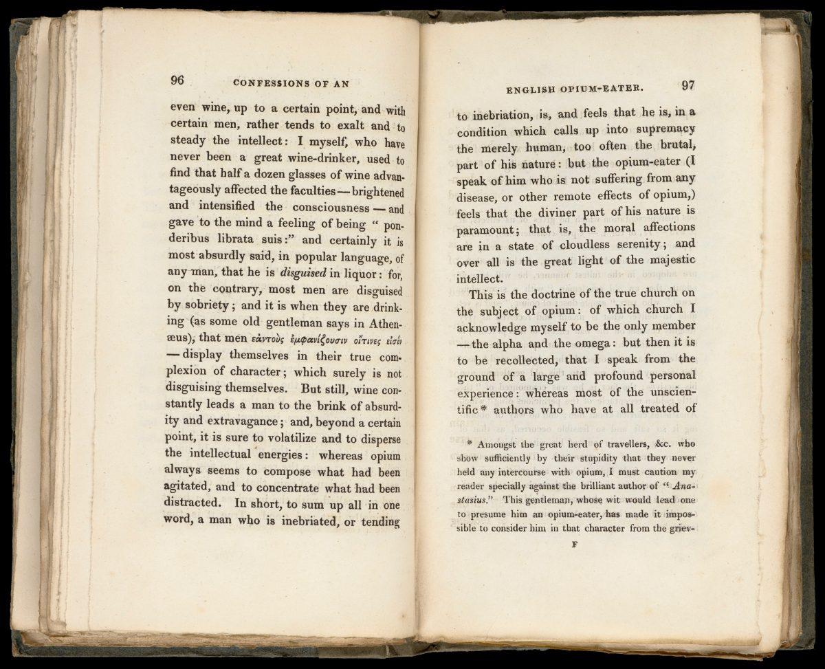 Pages from Thomas De Quincey’s "Confessions of an English Opium-Eater." (Wellcome Collection, CC BY 4.0)