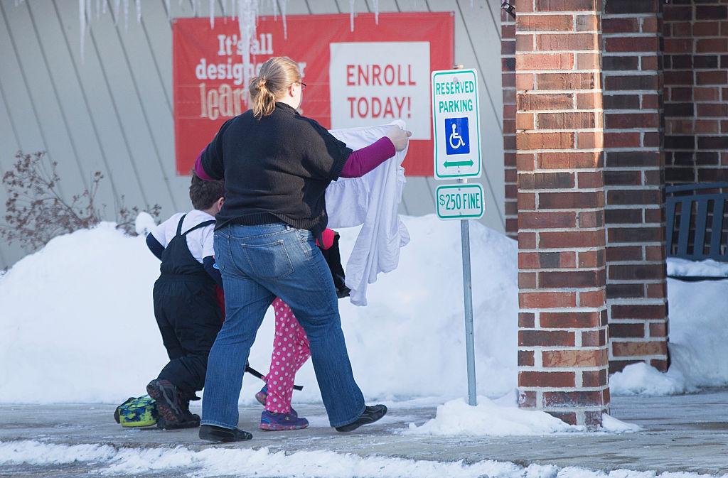 Children arrive at the KinderCare Learning Center on Feb. 5, 2015, in Palatine, Ill. (Scott Olson/Getty Images)