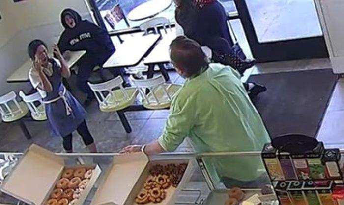Video: Homeless Woman Throws Hot Coffee at California Doughnut Shop Owner’s Face