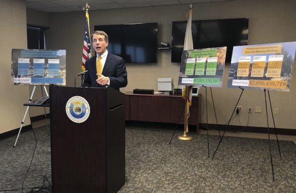 California Insurance Commissioner Dave Jones talks about the costs of recent wildfires during a news conference in Sacramento, Calif. (AP Photo/Kathleen Ronayne)