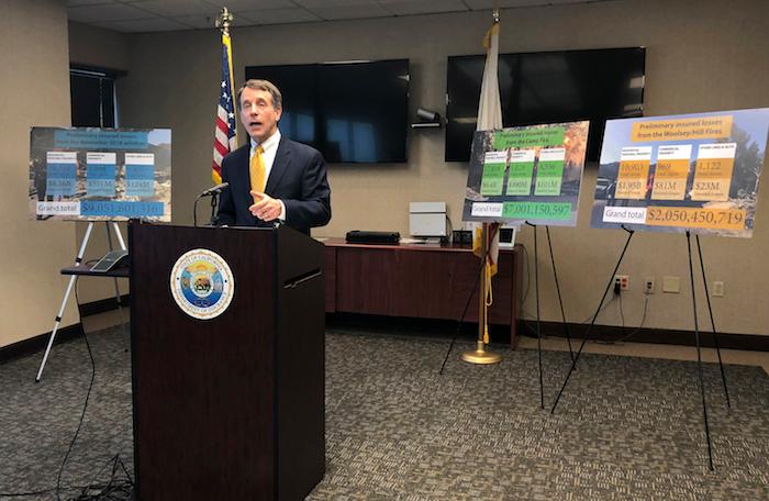 Former California Insurance Commissioner Dave Jones talks about the costs of wildfires during a news conference in Sacramento, Calif., in this file photo. (AP Photo/Kathleen Ronayne)