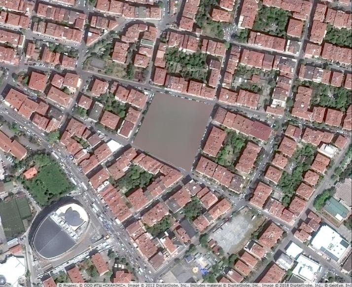 A blurred apartment building in Istanbul, Turkey. (Yandex Maps)