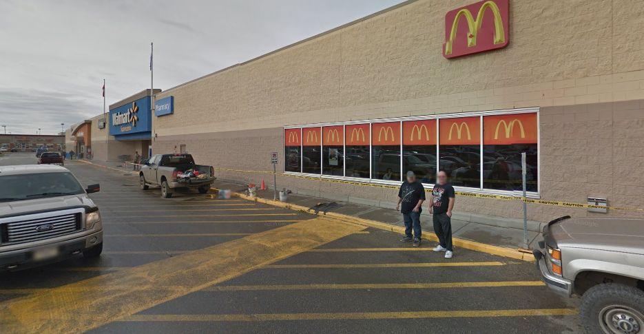 "Attention all shoppers, associates and management... nobody should work here—ever,” Jackson Racicot said over the speaker at the Walmart in Grande Prairie, Alberta, pictured above. (Google Street View)