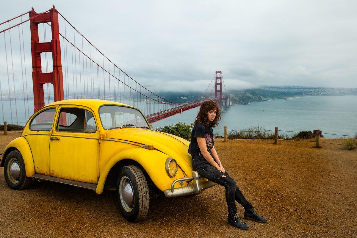 Hailee Steinfeld as Charlie and Bumblebee (in VW Bug mode) in “Bumblebee,” from Paramount Pictures. (Paramount Pictures/Hasbro)