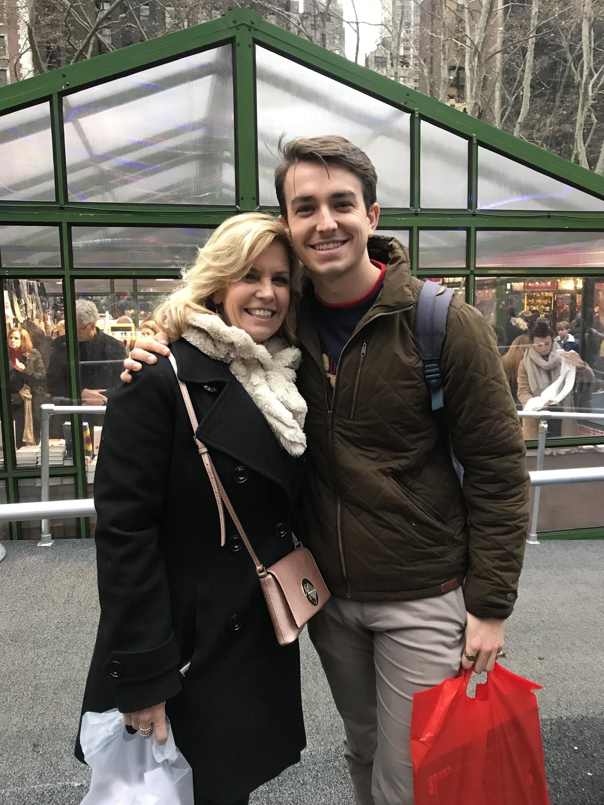 Christian and Julie Probst at Bryant Park, New York, on Dec 14, 2018. (Stuart Liess/The Epoch Times)