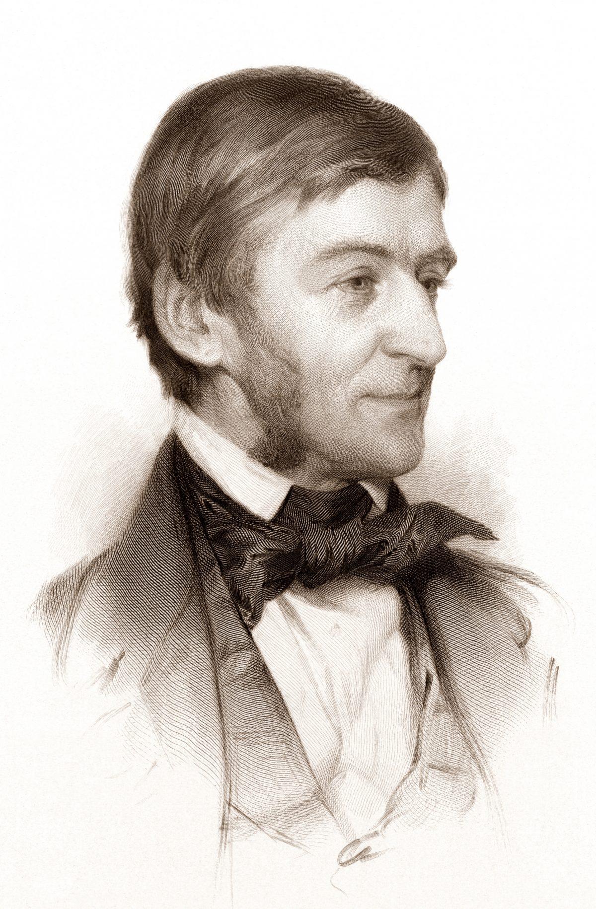 Portrait of Ralph Waldo Emerson, 1878, by Stephen Alonzo Schoff. An engraving after a drawing by Samuel Worcester Rowse, Library of Congress. (Public Domain)