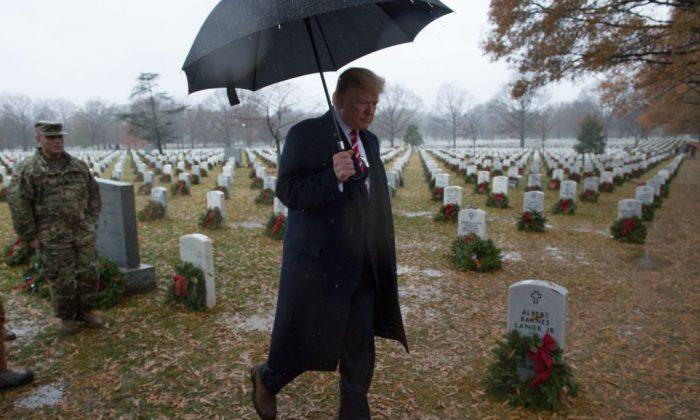 President Trump Visits Arlington National Cemetery in the Rain