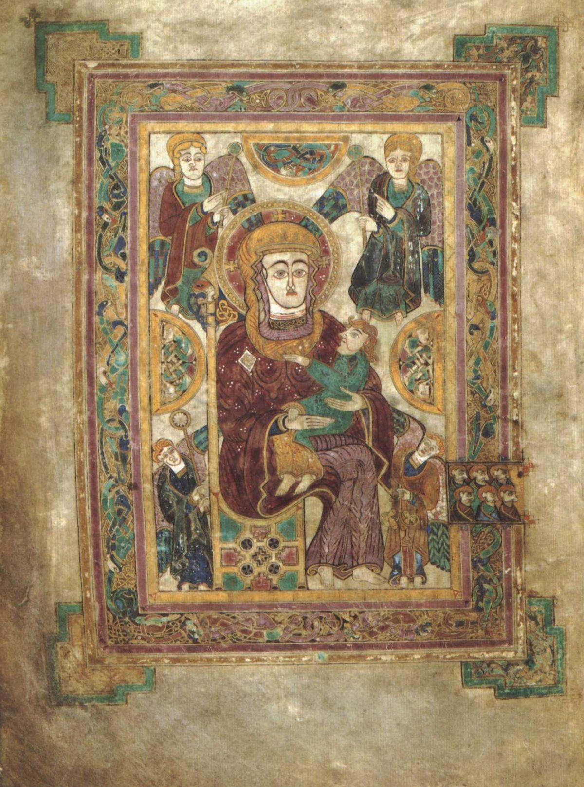 Possibly the earliest surviving example of a Western Madonna and Child, from the Book of Kells, circa 800 A.D. (Public Domain)
