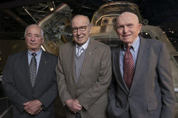 Apollo 8 astronauts, from left, William Anders, James Lovell, Frank Borman. (J.B. Spector/Museum of Science and Industry, Chicago/AP)