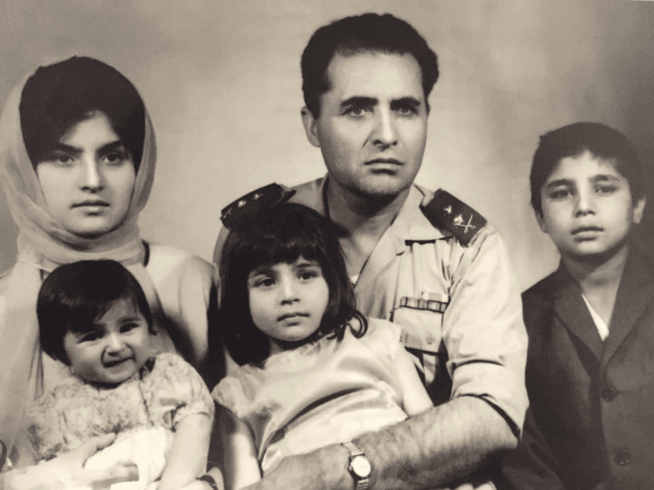 Afghanistan's Parliamentary Candidate, Zakia Wardak (baby L) with her siblings and legendary father, General Abdul Ali Wardak, in a family picture from the pre-war era. (Courtesy of Zakia Wardak)