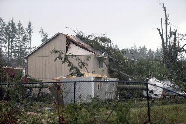 A home that was damaged near the Walmart in Port Orchard after a tornado touched down in Washington, on Dec. 18, 2018. (Larry Steagall/Kitsap Sun/AP)