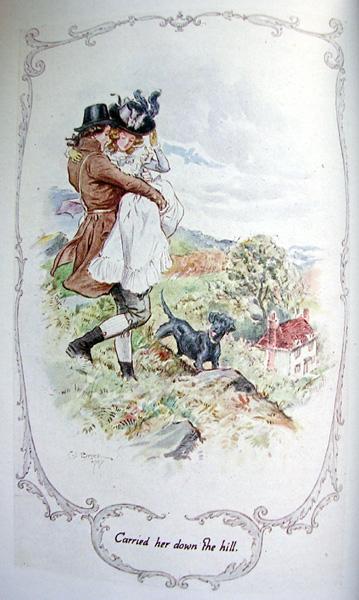 Mr. Willoughby comes to Marianne rescue and carries her home. Illustration by C. E. Brock, in the 1908 edition of “Sense and Sensibility.” (Public Domain)