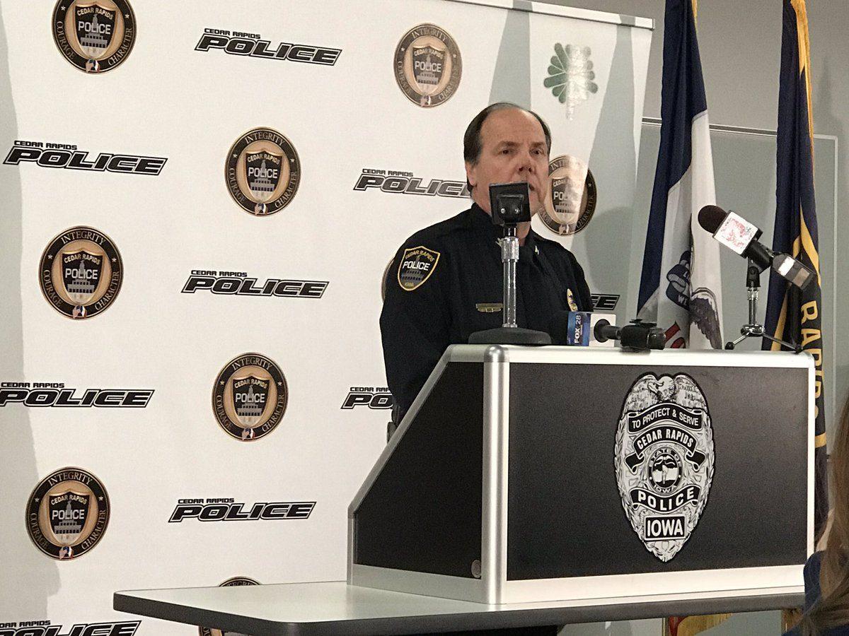 Cedar Rapids Police Department Chief Wayne Jerman announces the arrest of Jerry Lynn Burns, 64, in the 1979 murder of 18-year-old Michelle Martinko in Cedar Rapids, Iowa, on Dec. 19, 2018. (Cedar Rapids Police Department)