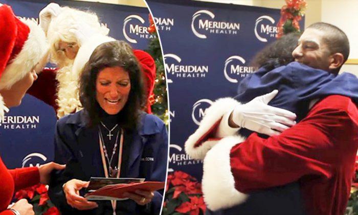 Son secretly returns home from overseas deployment and dresses up as Santa to surprise mom