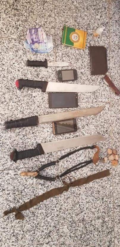 The Sun reported that police in Morocco released a photo of the weapons that the suspects tried to hide under their seats. (Royal Moroccan Gendarmerie via The Sun)